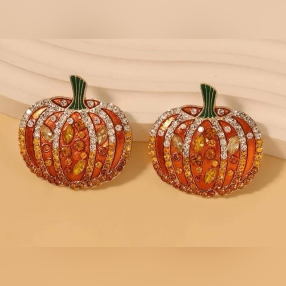 Blingy pumpkin earrings
